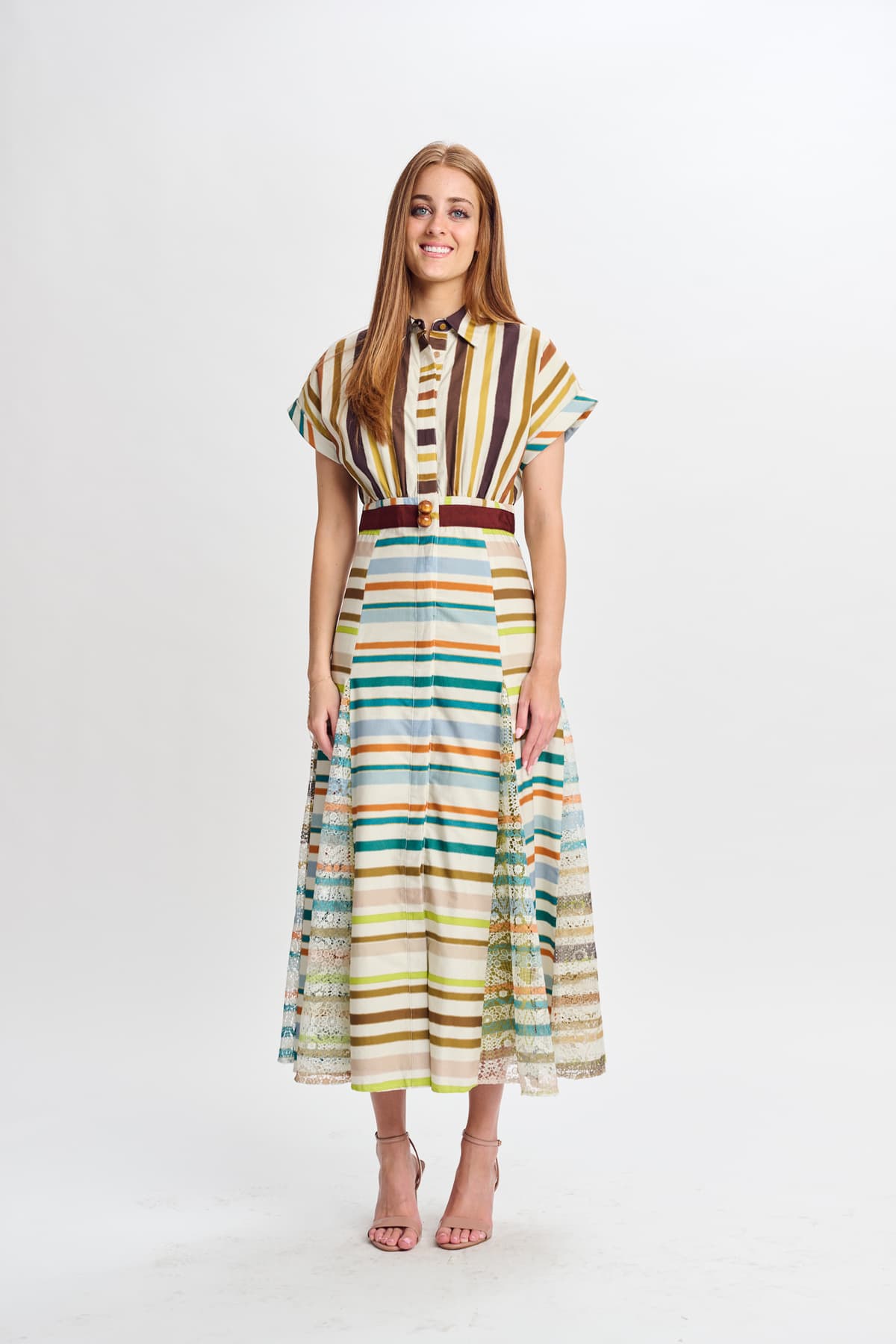 Stripes W/ Lace Inlay Dress